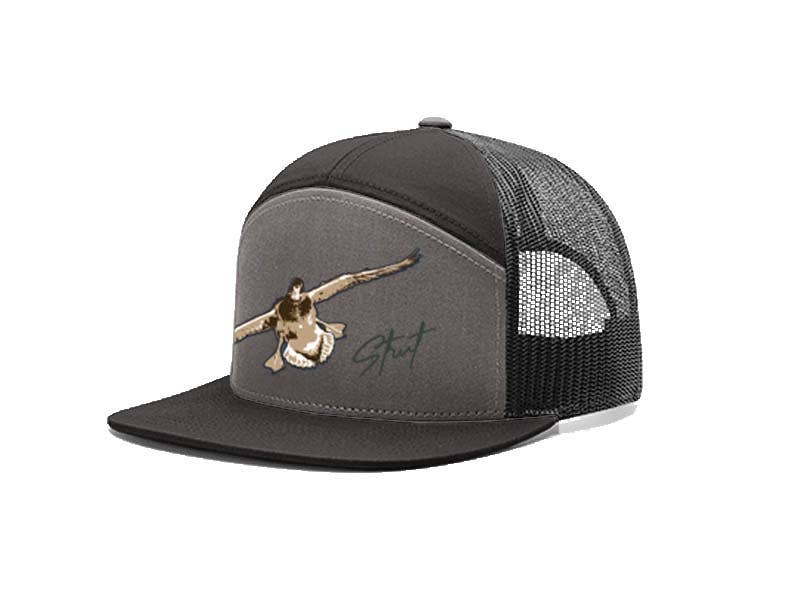 Flying In 7-Panel Snap Back Trucker Hat: Camo/Khaki/Camo