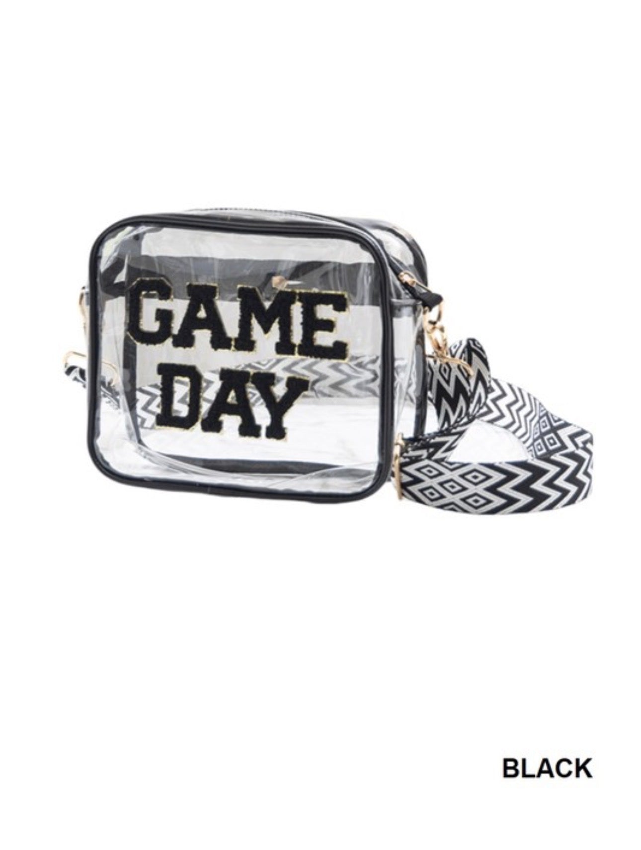 Black Game Day Transparent Crossbody