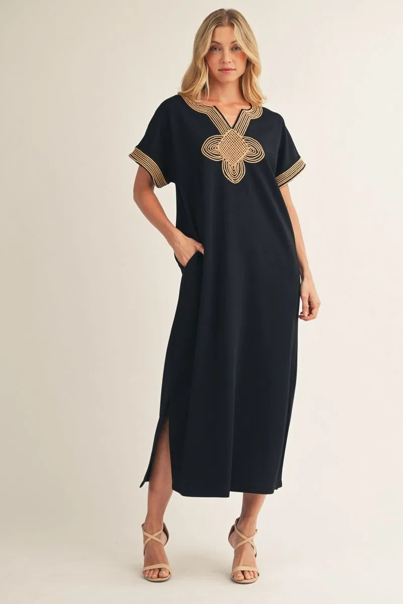 Jodifl Black Dress with Cream Trim