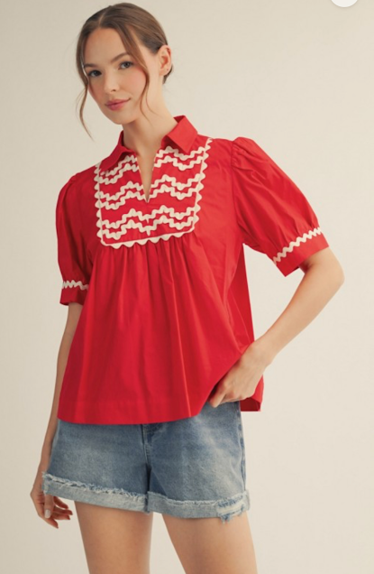 Red and White Top