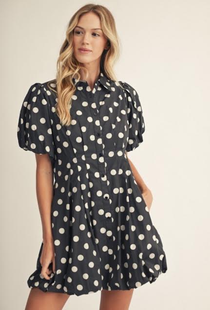 Polka Dot Dress Pleat Detail