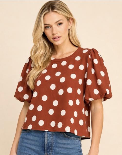 Polka Dot Puff Sleeve