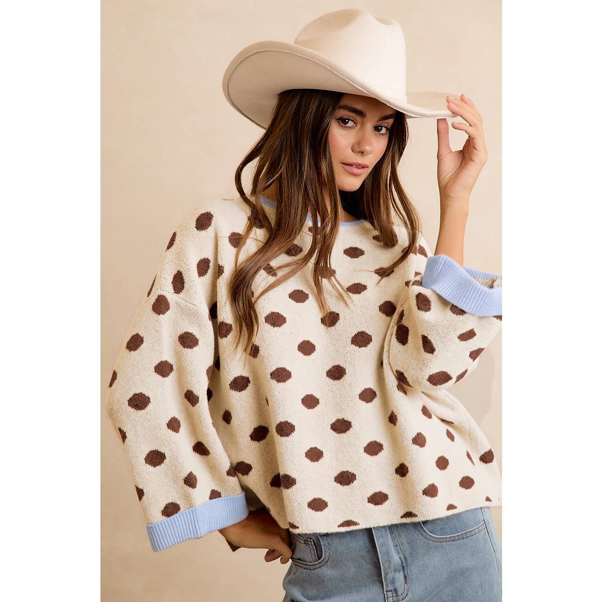 POLKA DOT SWEATER: BLACK/RED / MED