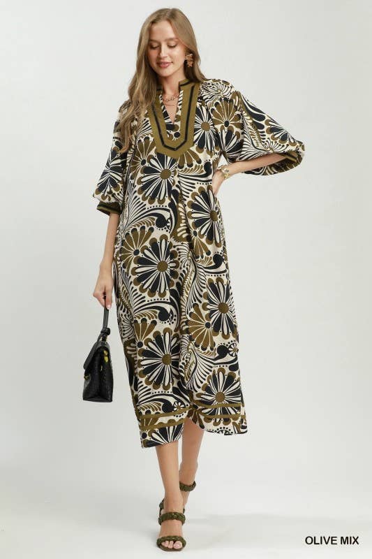 Midi Dress Brown MIX / S
