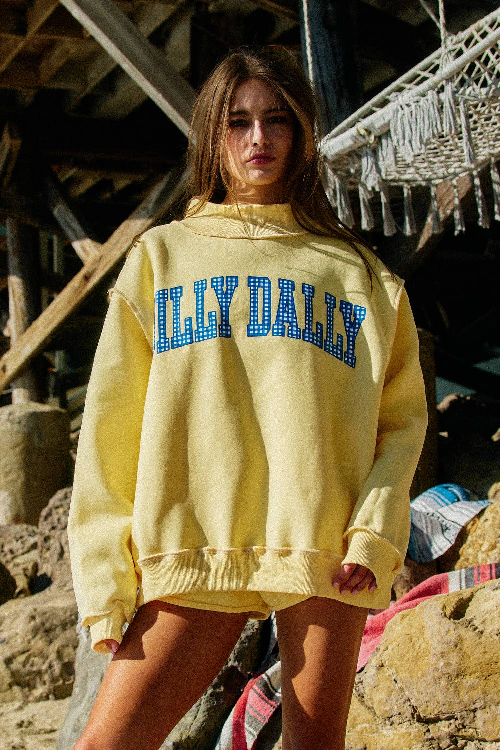 Reversible Mockneck Sweatshirt: Yellow