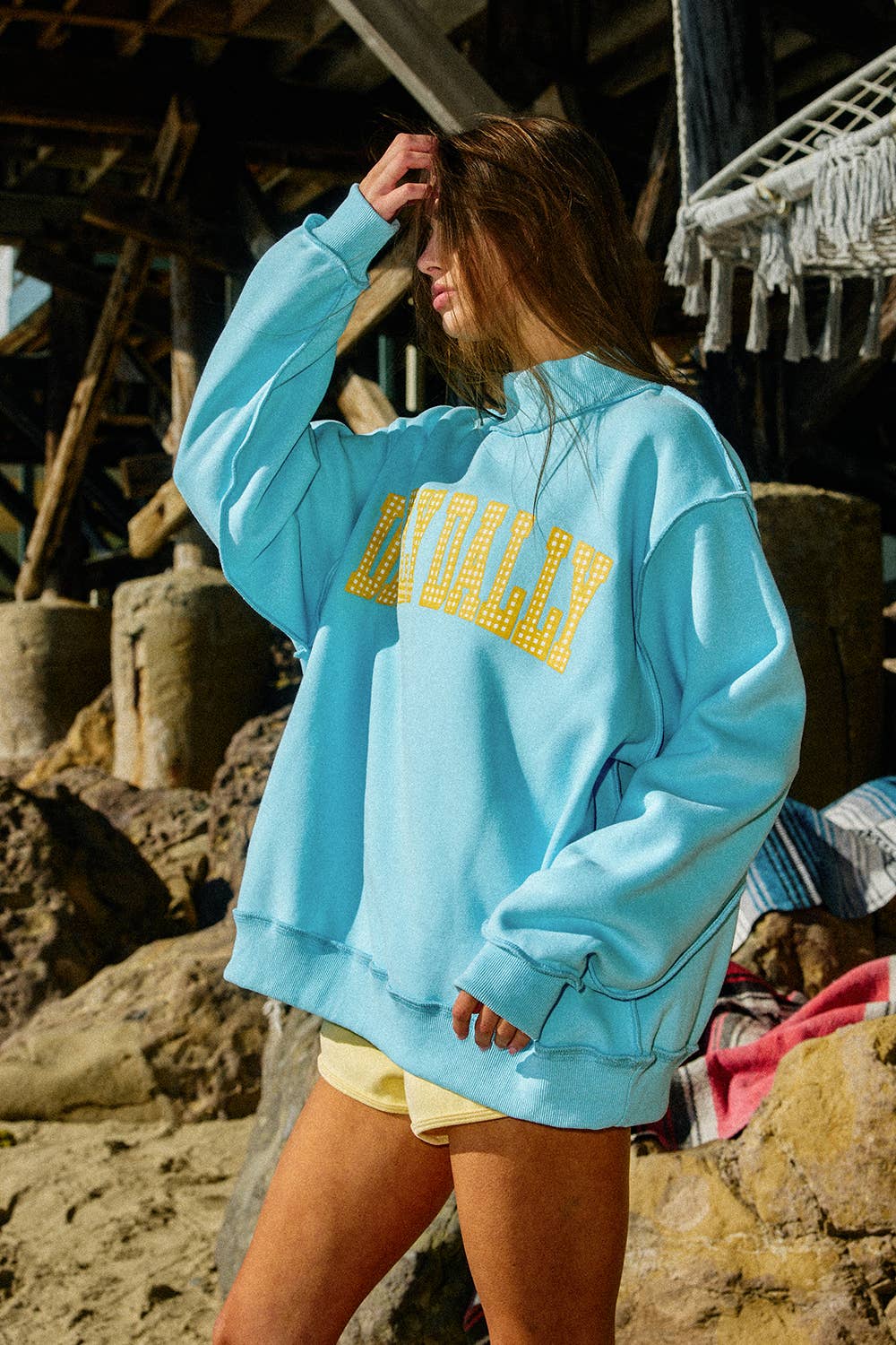 Reversible Mockneck Sweatshirt: Yellow