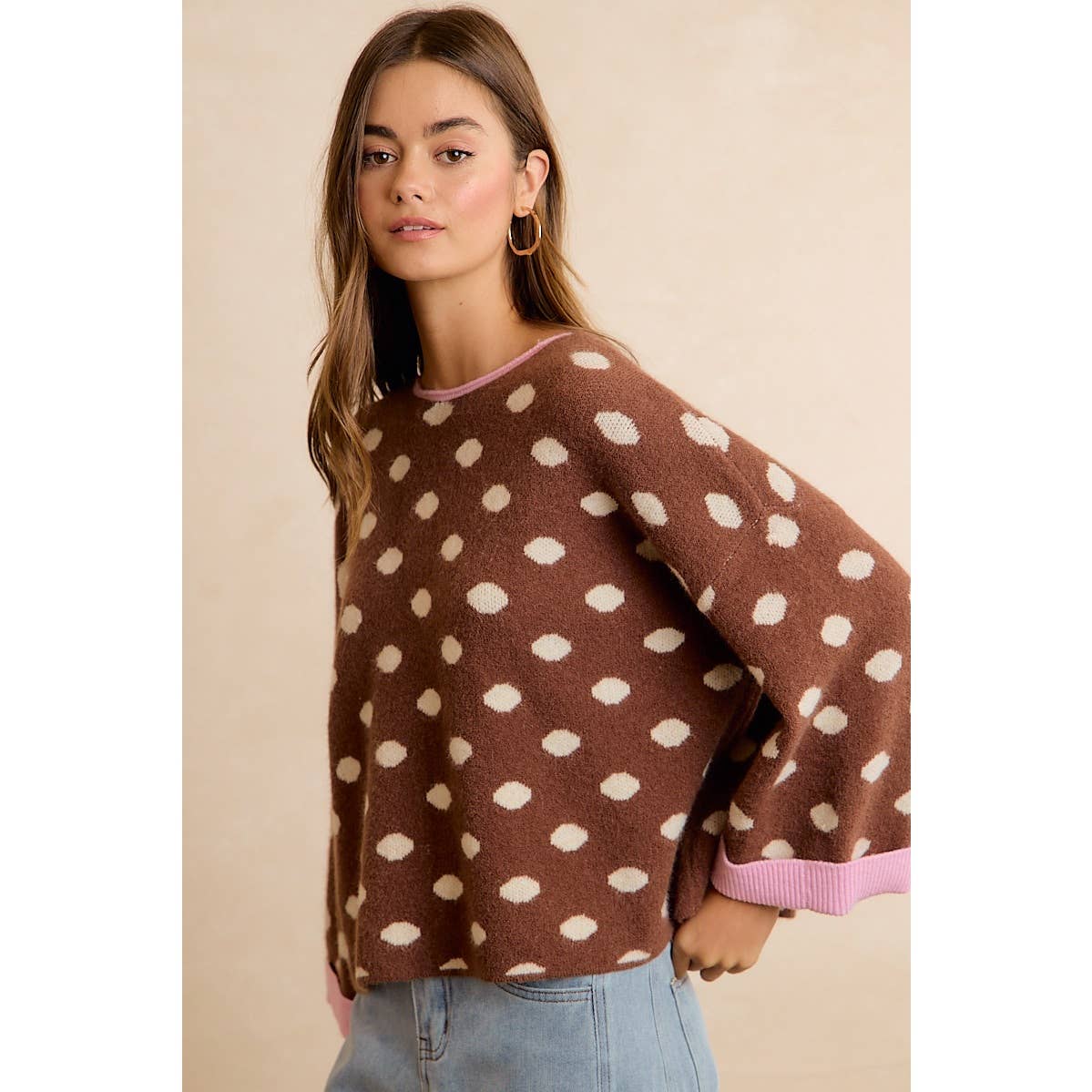 POLKA DOT SWEATER: BLACK/RED / MED