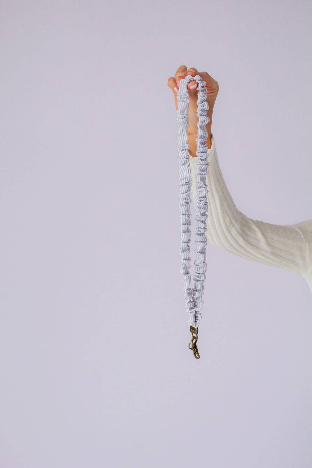 Gray Striped Lanyard