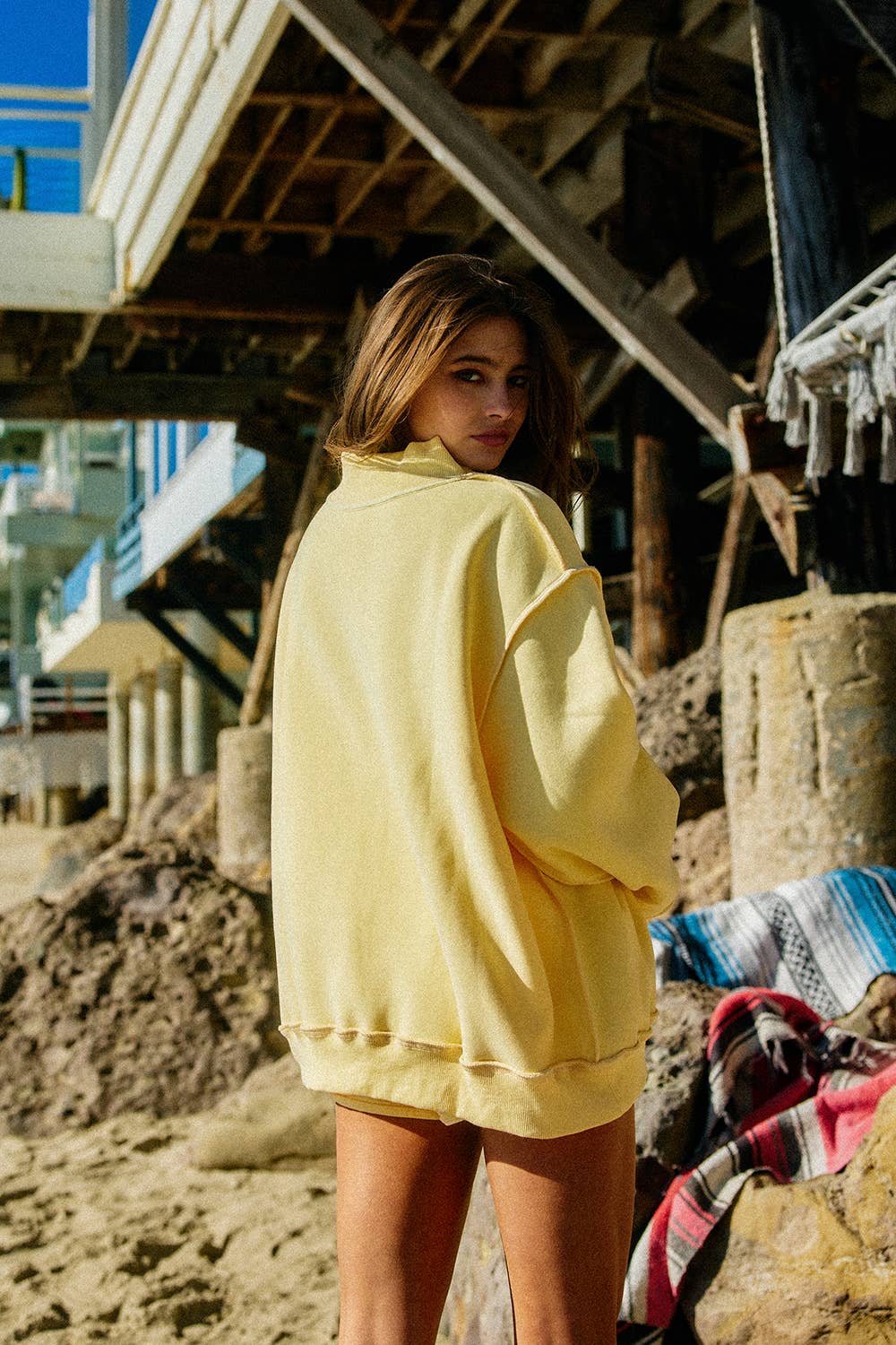 Reversible Mockneck Sweatshirt: Yellow