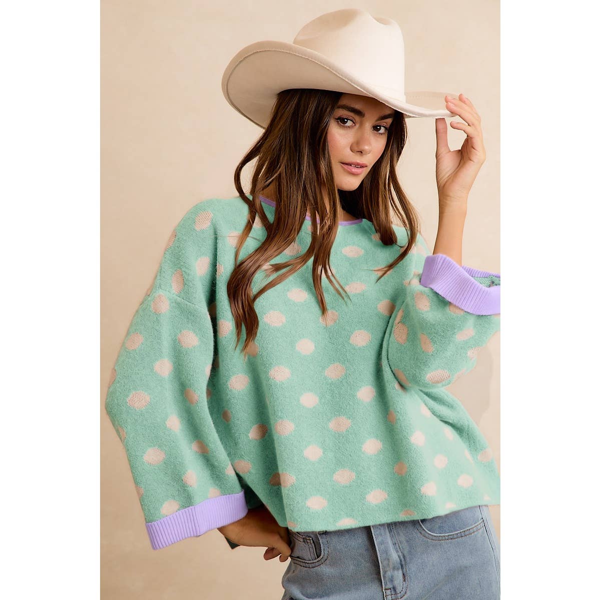 POLKA DOT SWEATER: BLACK/RED / S