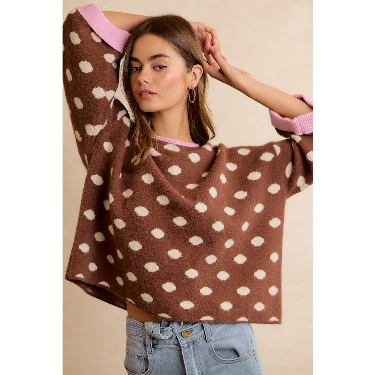 POLKA DOT SWEATER: BLACK/RED / MED