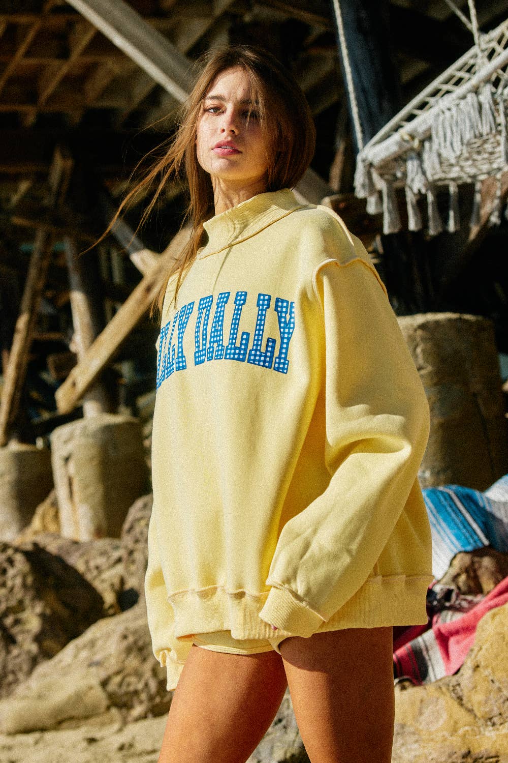 Reversible Mockneck Sweatshirt: Yellow