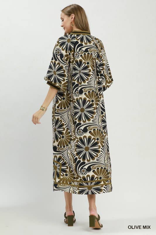 Midi Dress Brown MIX / S