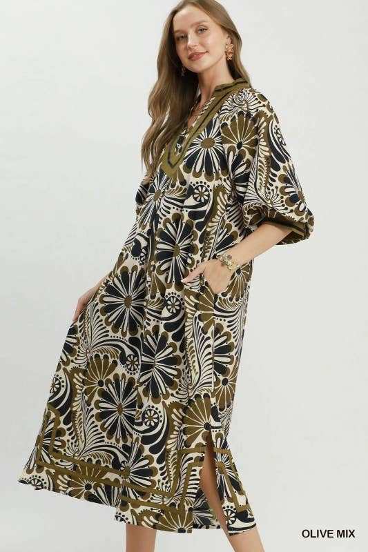 Midi Dress Brown MIX / S
