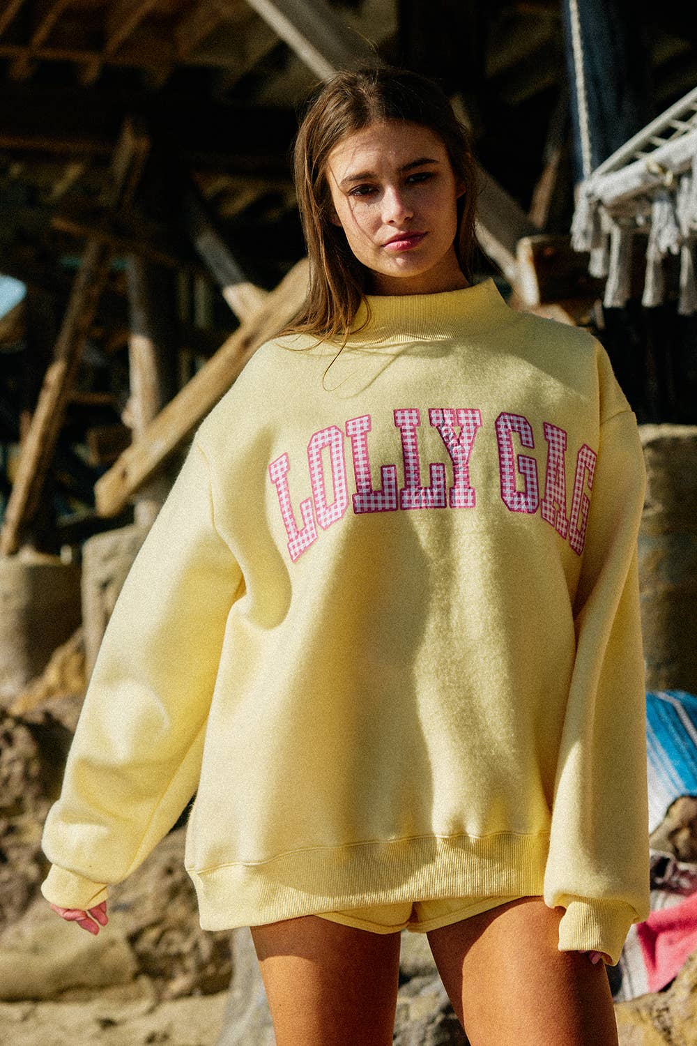 Reversible Mockneck Sweatshirt: Yellow