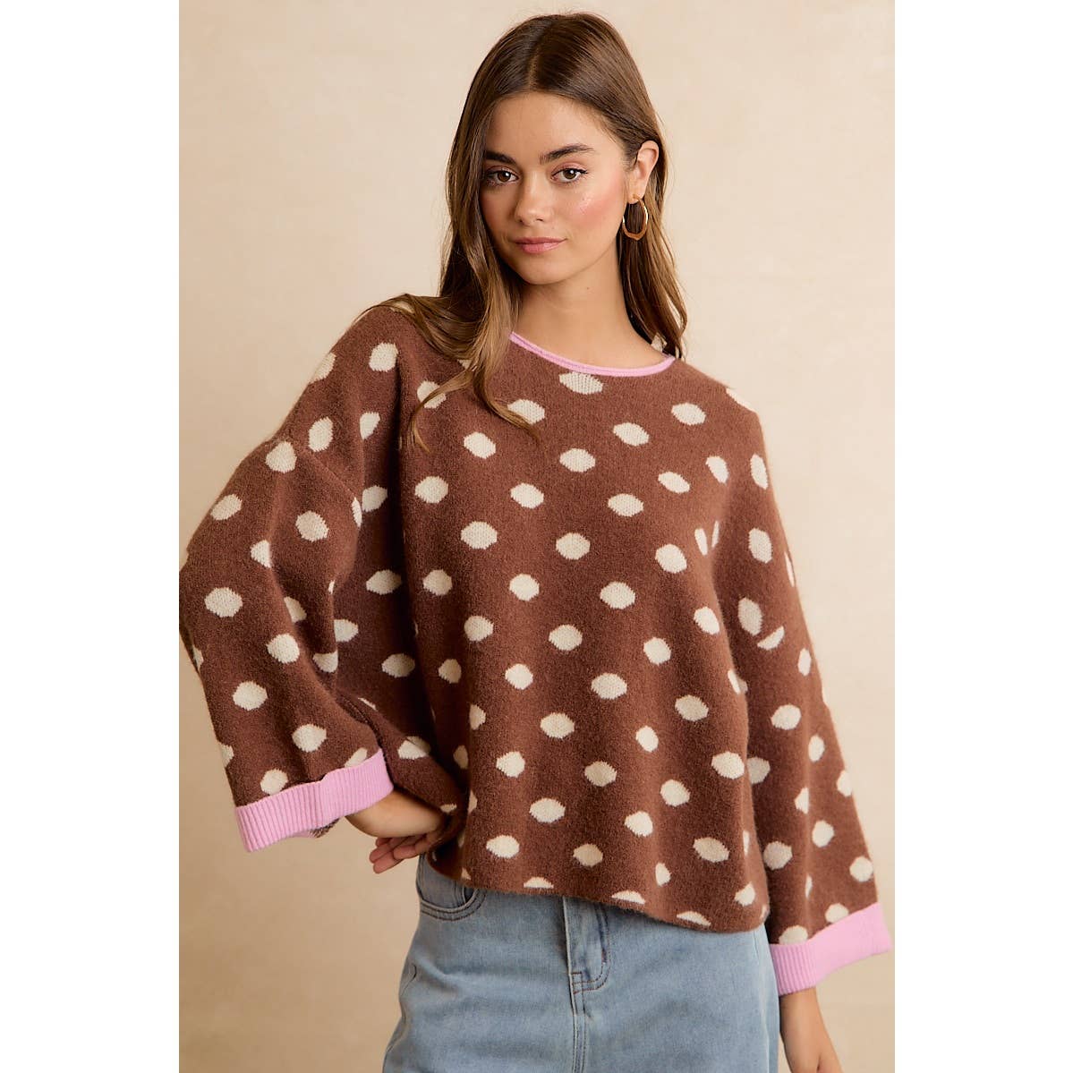 POLKA DOT SWEATER: BLACK/RED / MED