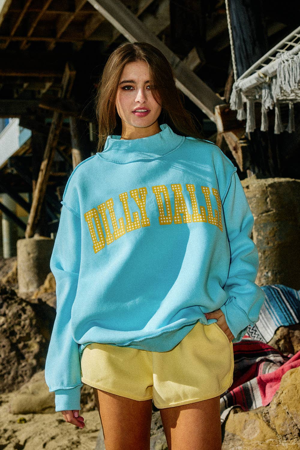 Reversible Mockneck Sweatshirt: Yellow
