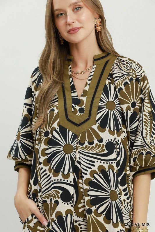 Midi Dress Brown Mix  / M