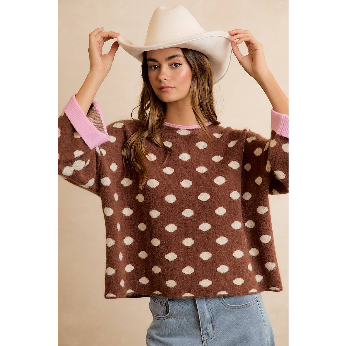 POLKA DOT SWEATER: BLACK/RED / MED