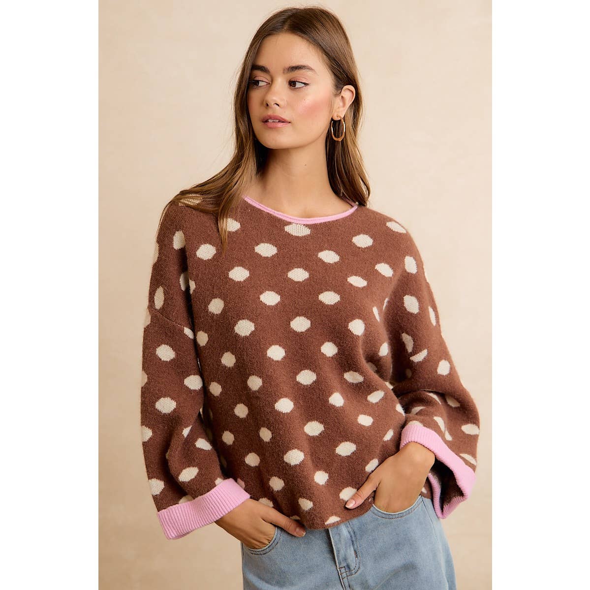 POLKA DOT SWEATER: BLACK/RED / MED