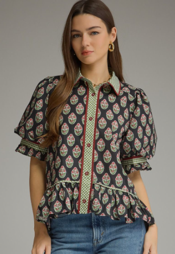 Entro Black Floral Top