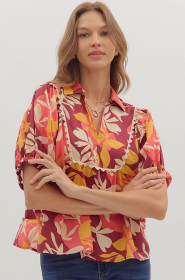 Entro Garnet Floral Top