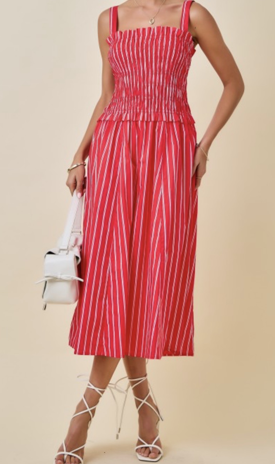Red striped midi