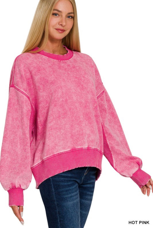 Zenana Hot Pink Pullover