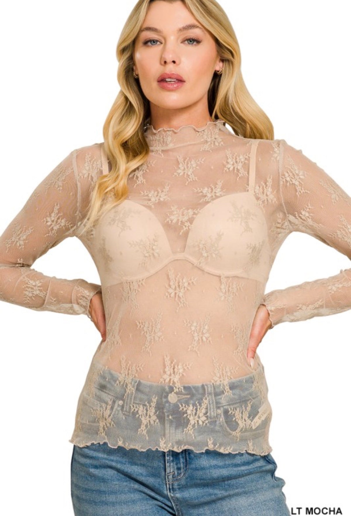Lace Layering Top -Lt Mocha