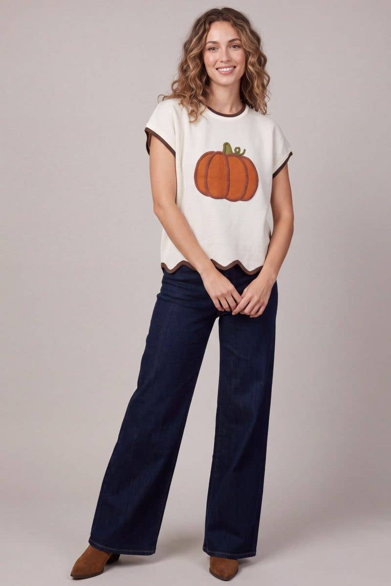 Pumpkin Sweater Top: CREAM