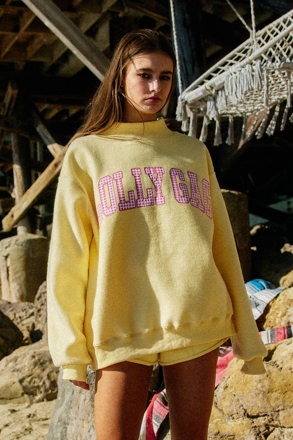 Reversible Mockneck Sweatshirt: Yellow