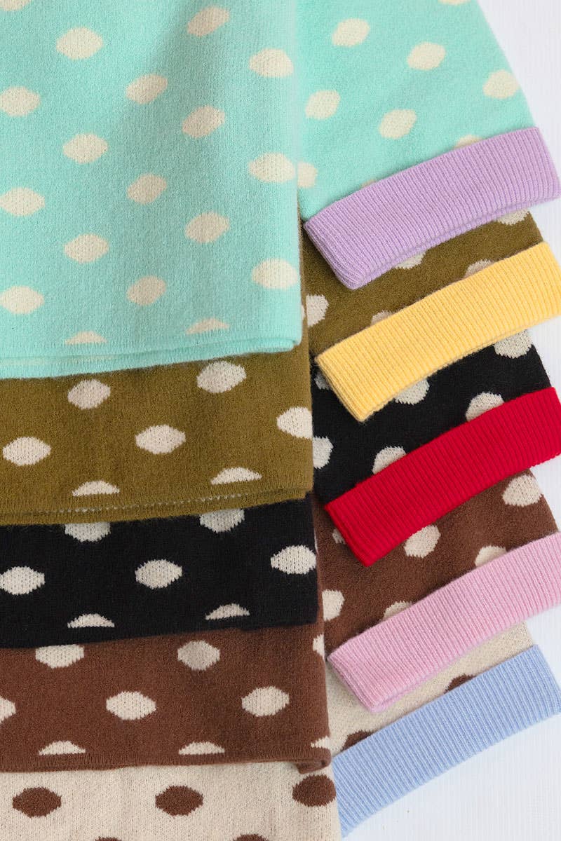 POLKA DOT SWEATER: BLACK/RED / L