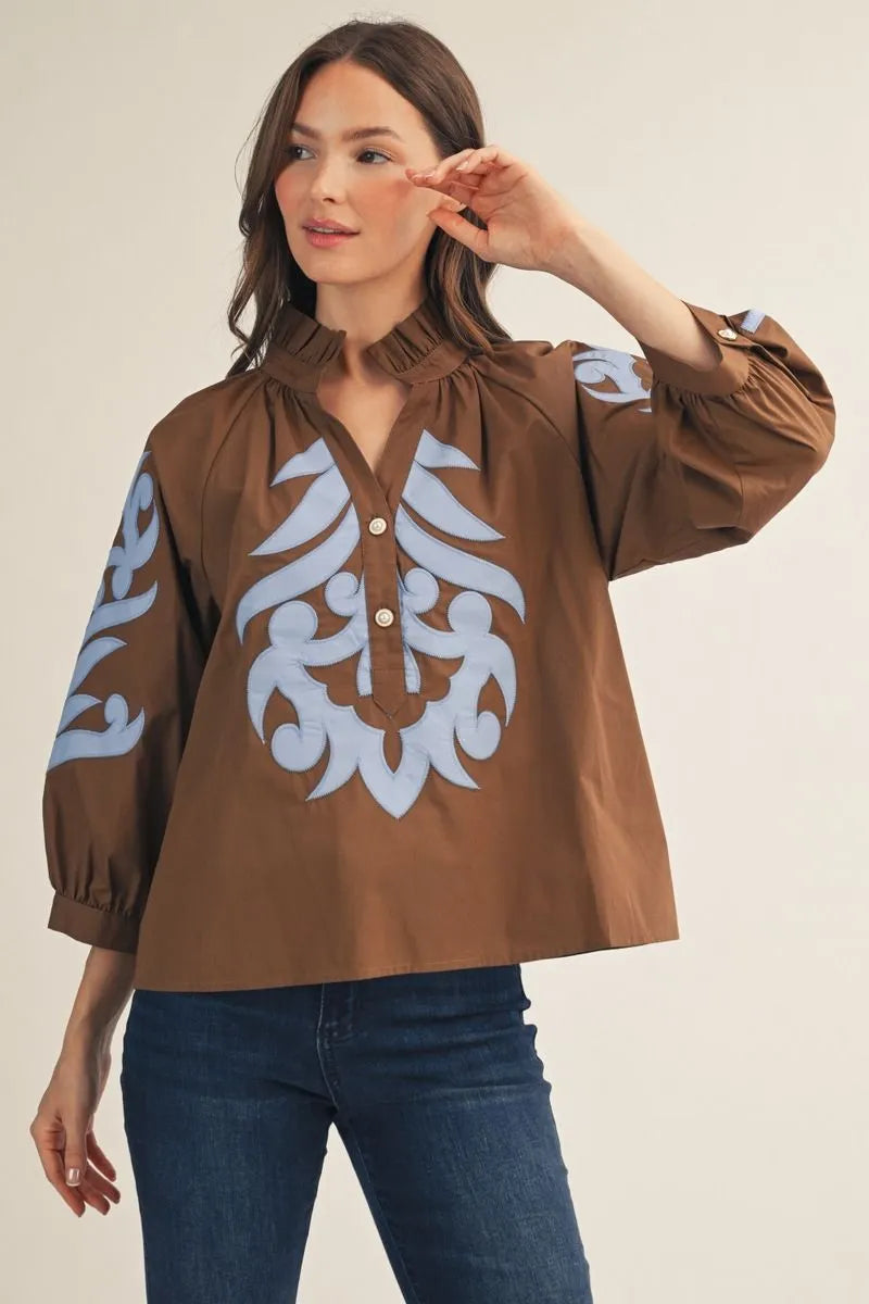 Jodifl Baroque Brown/Blue Top