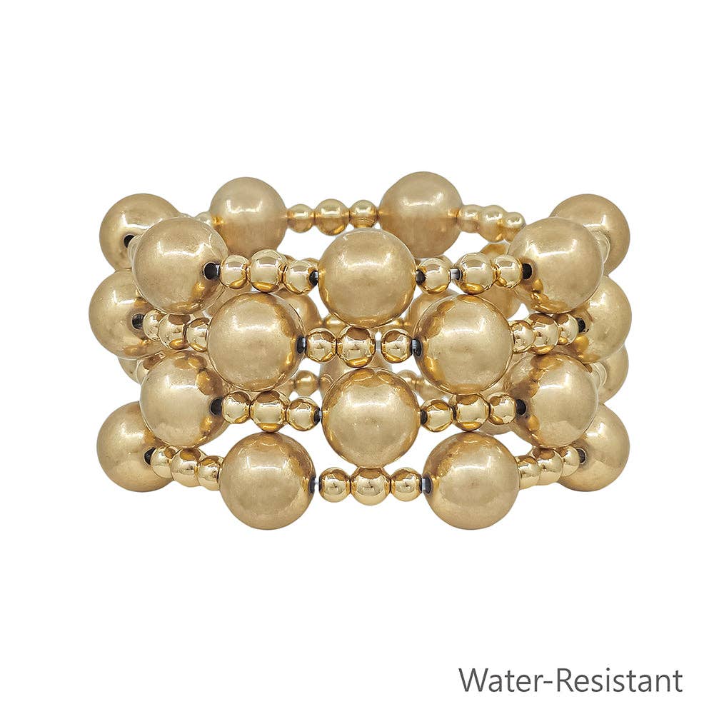 Water Resistant 12MM Gold Ball Beaded Set of 2