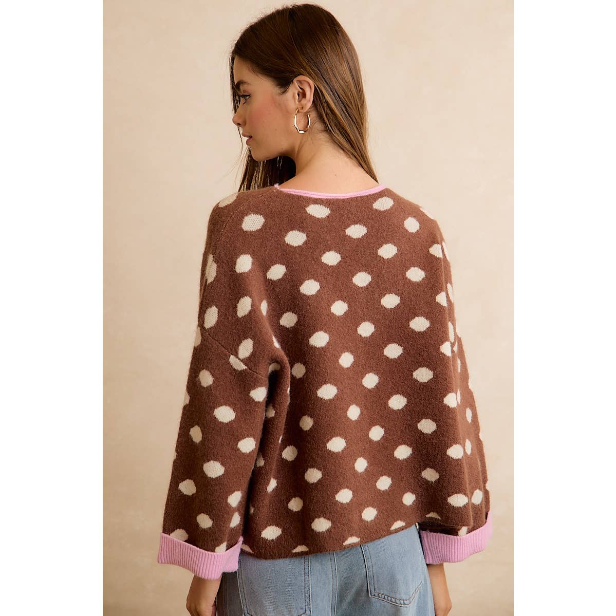 POLKA DOT SWEATER: BLACK/RED / S