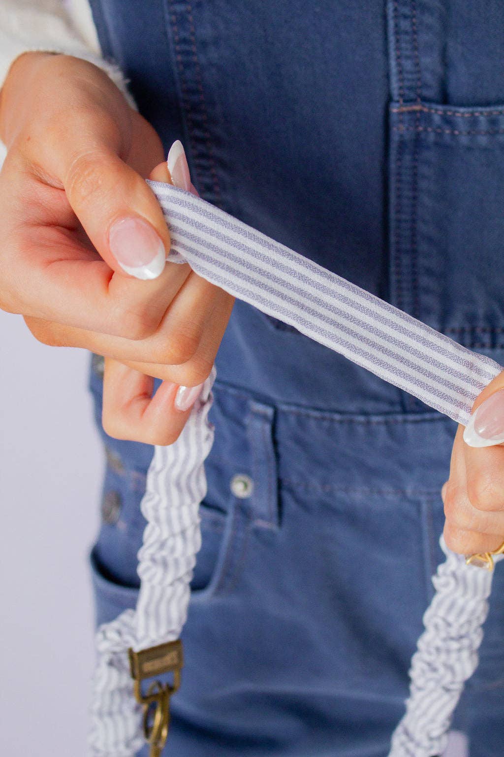 Gray Striped Lanyard