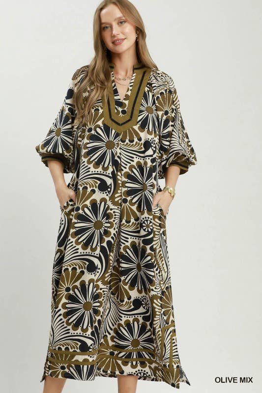 Midi Dress Brown Mix  / M