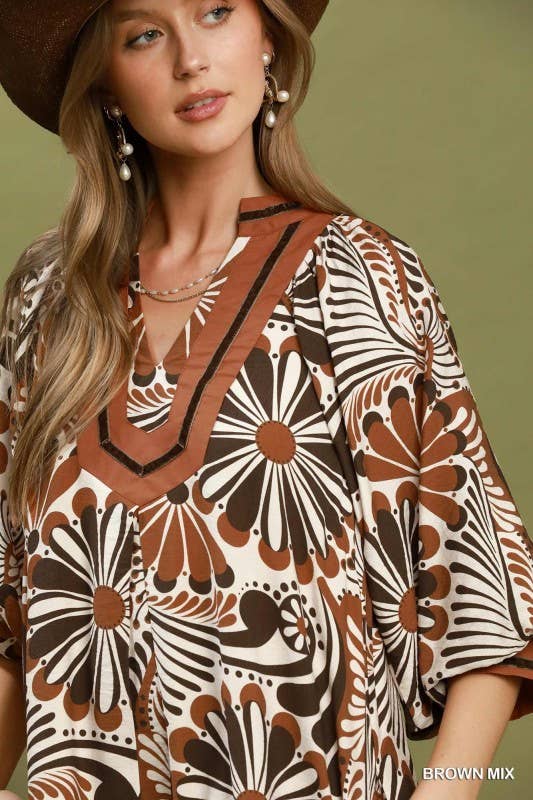 Midi Dress Brown Mix  / M