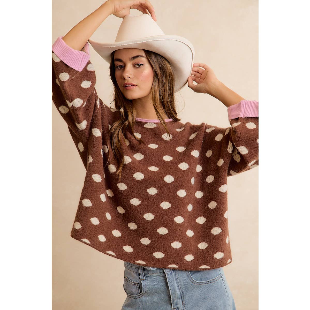 POLKA DOT SWEATER: BLACK/RED / MED