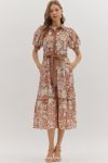 Mocha Tie Front Midi Dress