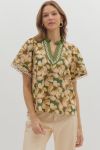 Olive Floral Short Sleeve Top