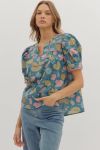 Teal Floral Top