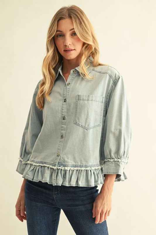 Jodifl Denim Ruffle  HemTop